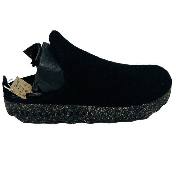 Asportuguesas Fly London Come Slip On Mule Clog Black Wool Unisex 41 Cork Rubber